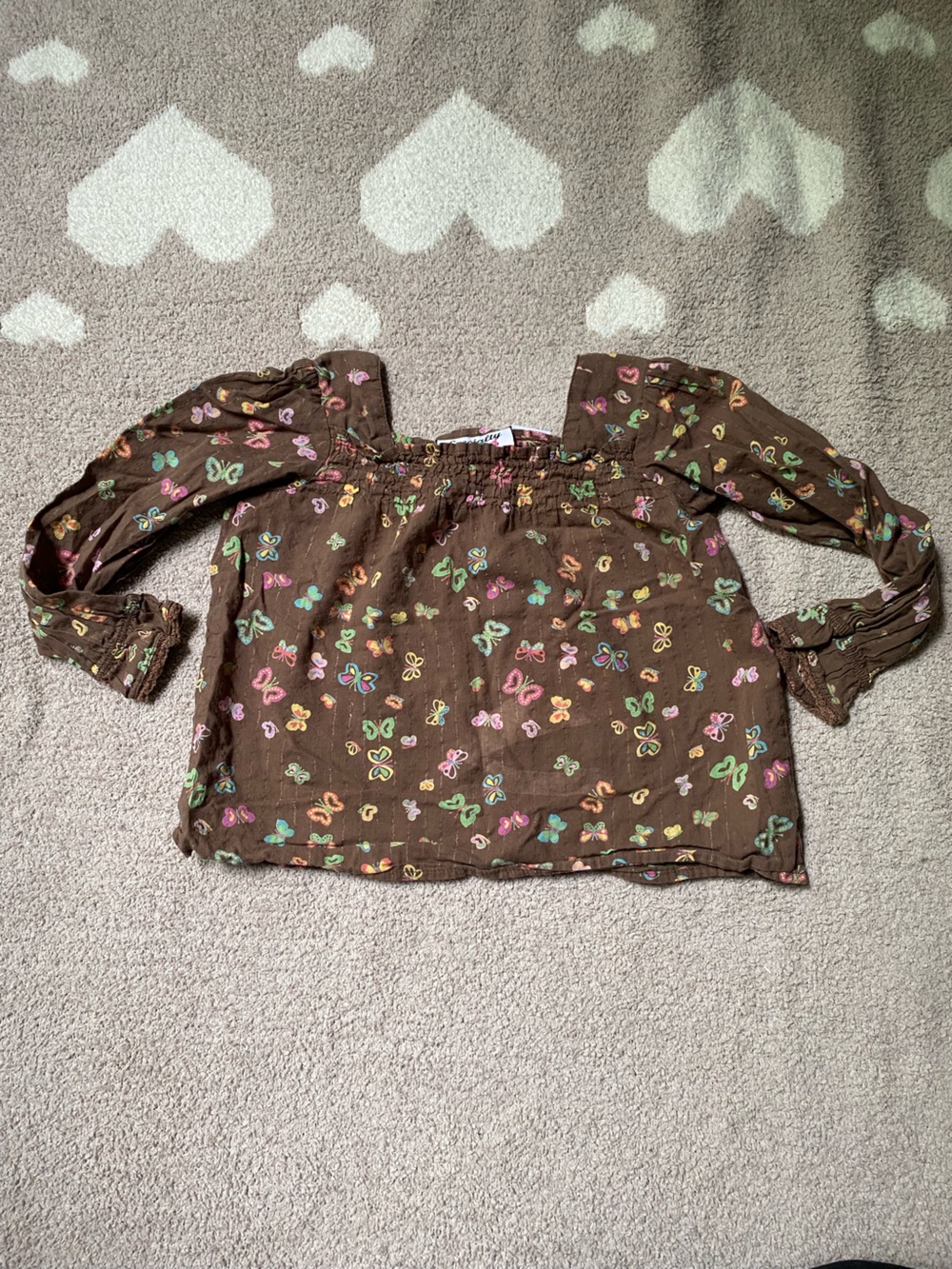 Specialty Girl vintage 4T brown long sleeve butterfly blouse